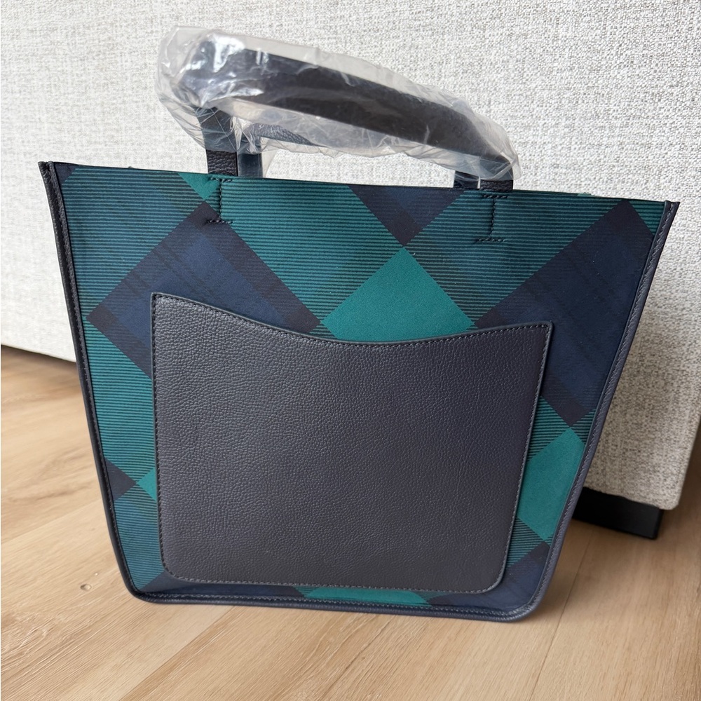 Talbots Green and Blue Plaid Women’s Large Tote Bag